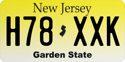 NJ license plate H78XXK