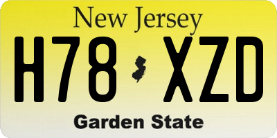 NJ license plate H78XZD