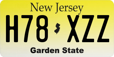 NJ license plate H78XZZ