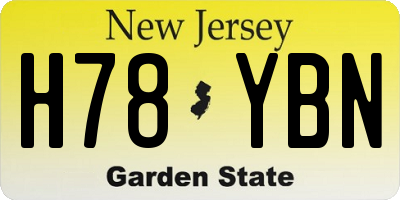 NJ license plate H78YBN