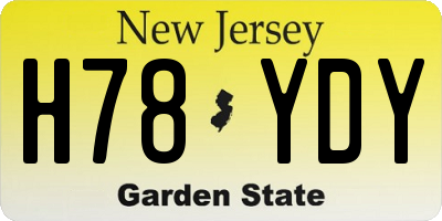 NJ license plate H78YDY