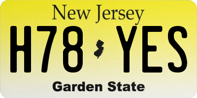 NJ license plate H78YES