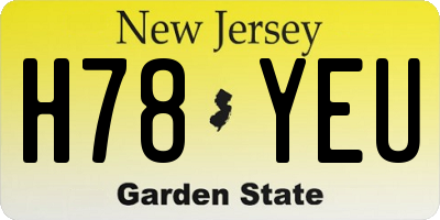 NJ license plate H78YEU