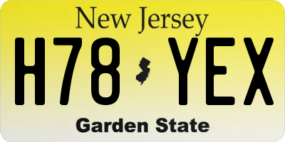 NJ license plate H78YEX