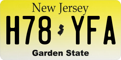 NJ license plate H78YFA