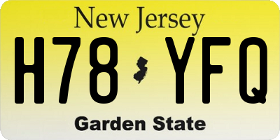 NJ license plate H78YFQ