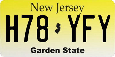 NJ license plate H78YFY