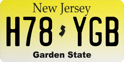NJ license plate H78YGB