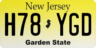 NJ license plate H78YGD