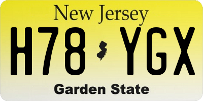 NJ license plate H78YGX
