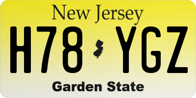 NJ license plate H78YGZ