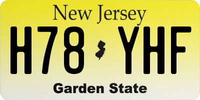 NJ license plate H78YHF
