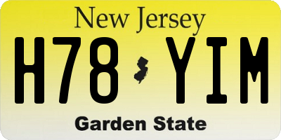 NJ license plate H78YIM