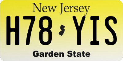 NJ license plate H78YIS