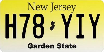 NJ license plate H78YIY