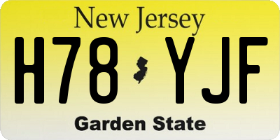 NJ license plate H78YJF
