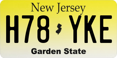 NJ license plate H78YKE