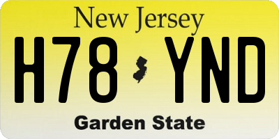 NJ license plate H78YND