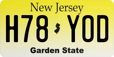 NJ license plate H78YOD