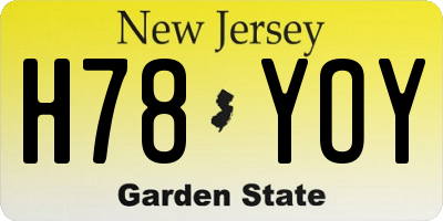 NJ license plate H78YOY