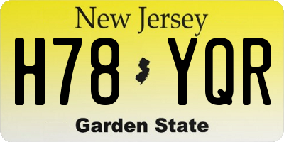 NJ license plate H78YQR