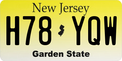 NJ license plate H78YQW