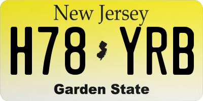 NJ license plate H78YRB
