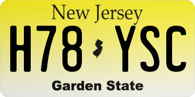 NJ license plate H78YSC