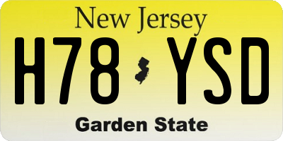 NJ license plate H78YSD