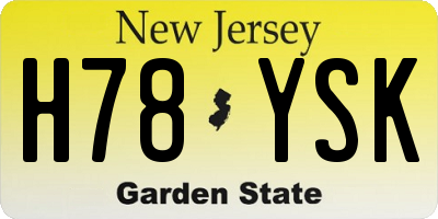 NJ license plate H78YSK