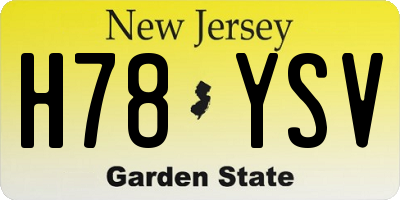 NJ license plate H78YSV