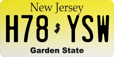 NJ license plate H78YSW