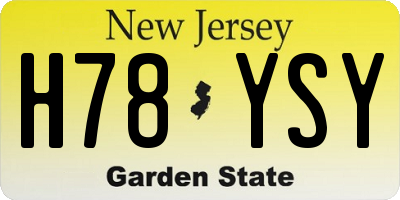 NJ license plate H78YSY