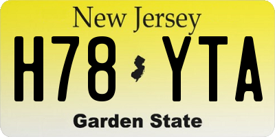 NJ license plate H78YTA