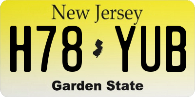 NJ license plate H78YUB