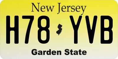 NJ license plate H78YVB