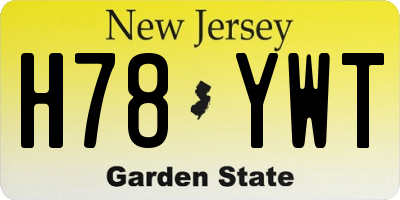 NJ license plate H78YWT