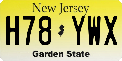 NJ license plate H78YWX