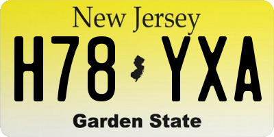 NJ license plate H78YXA