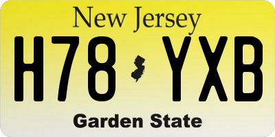 NJ license plate H78YXB