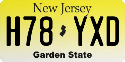 NJ license plate H78YXD