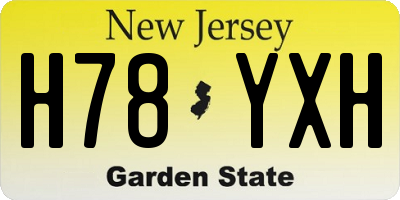 NJ license plate H78YXH