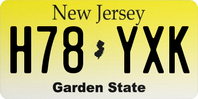 NJ license plate H78YXK