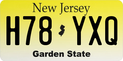 NJ license plate H78YXQ