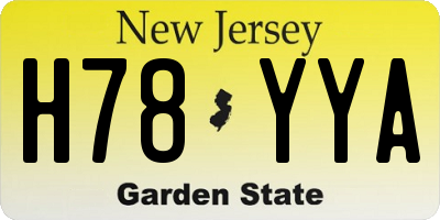 NJ license plate H78YYA