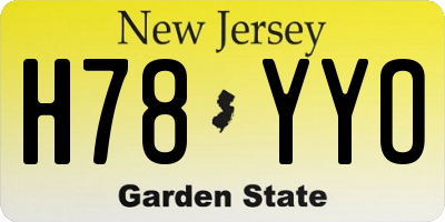 NJ license plate H78YYO