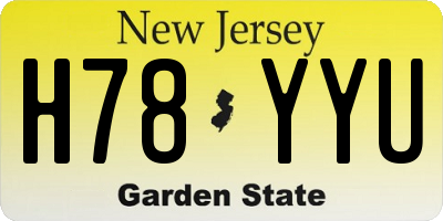 NJ license plate H78YYU