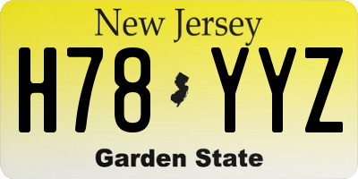 NJ license plate H78YYZ