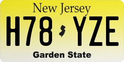 NJ license plate H78YZE
