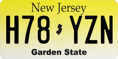NJ license plate H78YZN